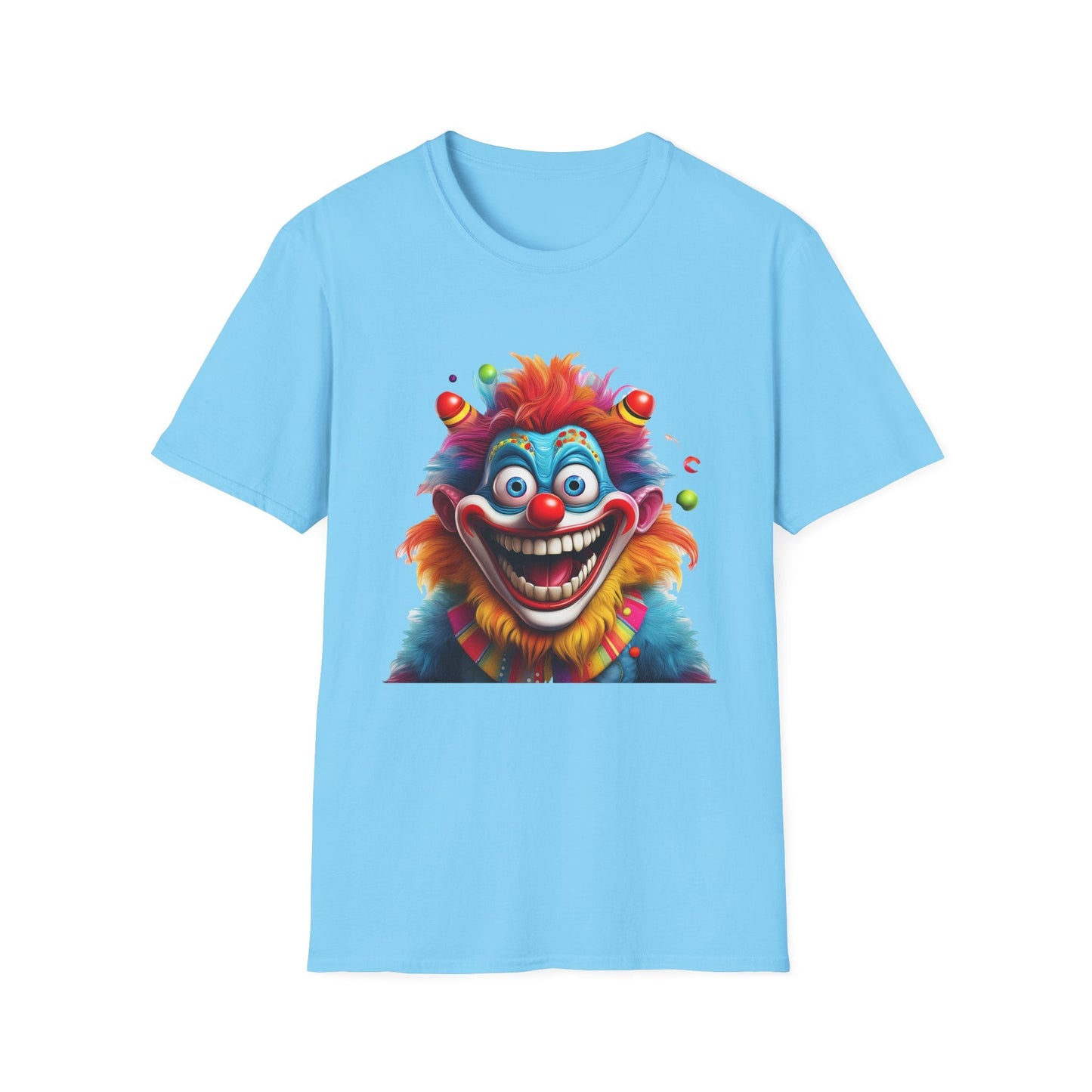 Clown Themed Unisex T Shirt Funny Man Circus Scary Man Tee Gildan Softstyle 64000 Cotton
