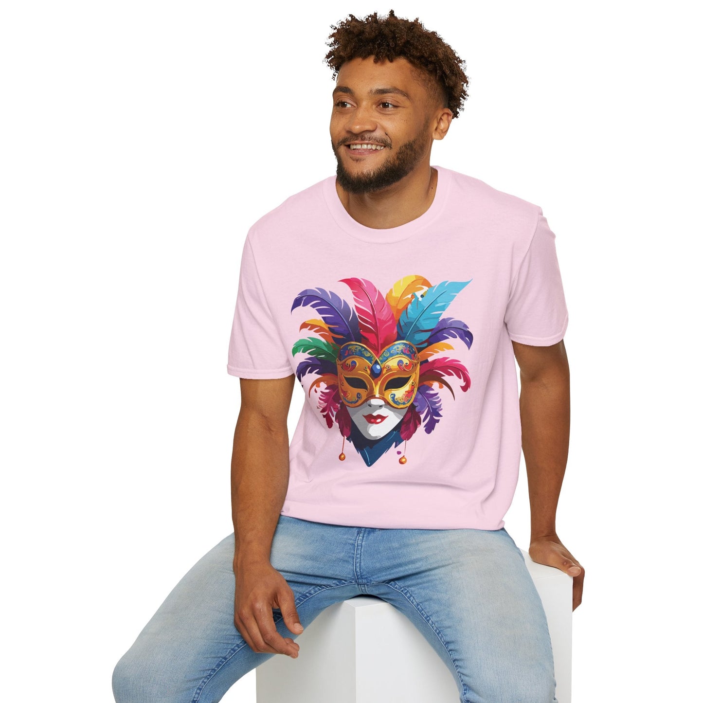Unisex Mask Tee Shirt Gildan Softstyle 64000 Lightweight Comfortable Masquerade Design Tee