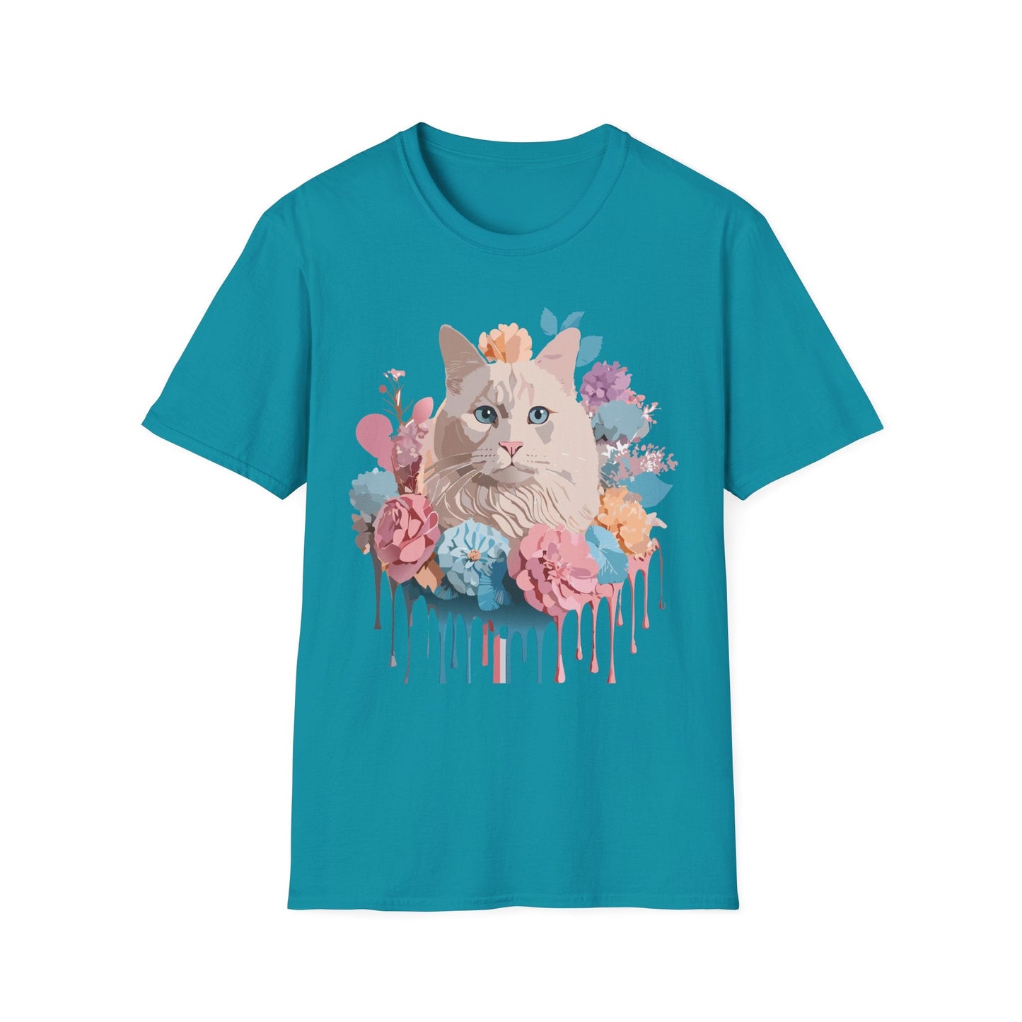 Cat Shirt Unisex Short Sleeve Cat Tee Kitten Design Gildan Softstyle 64000 Tee
