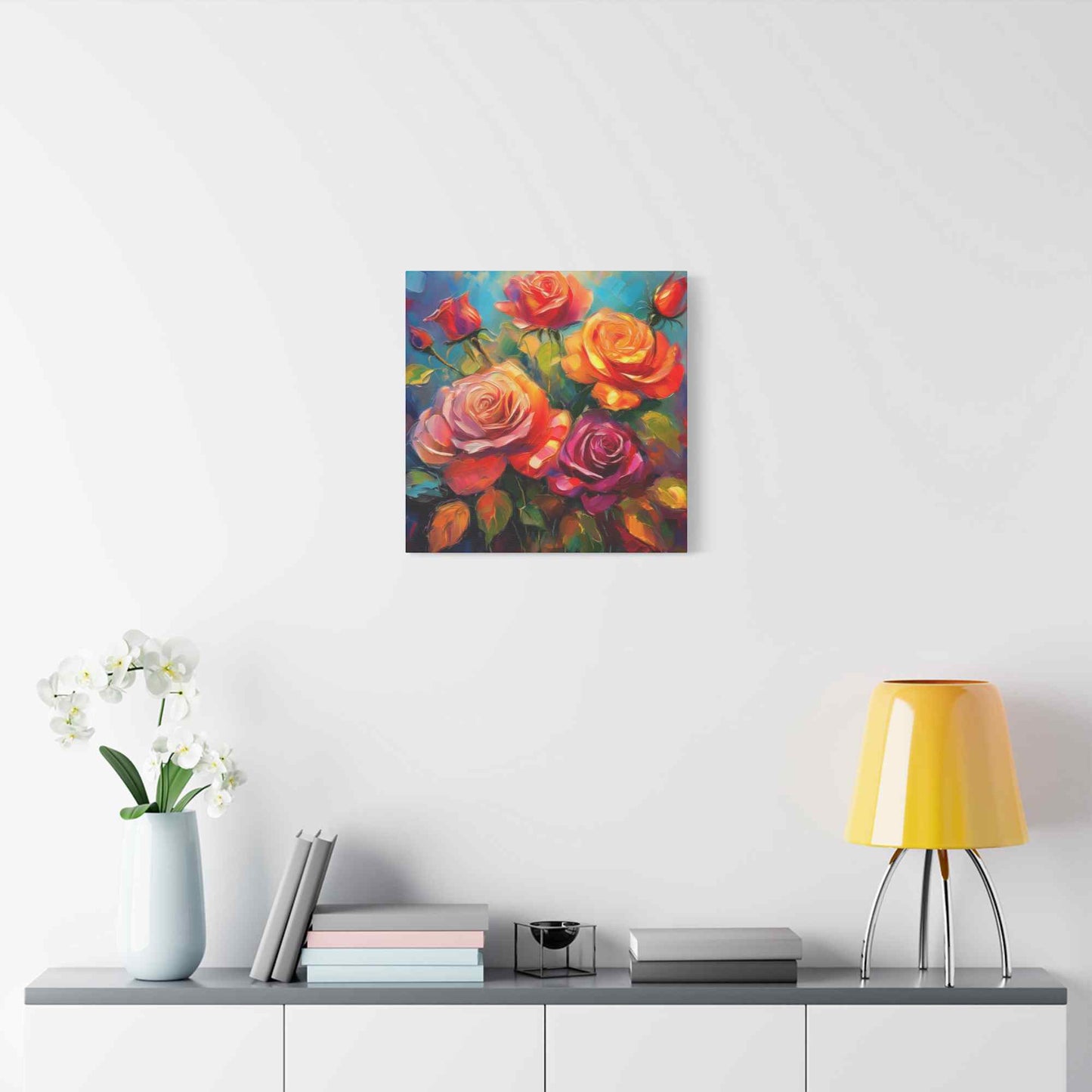 Orange Roses Print Canvas, Roses Oil Paint Print 20x20, 24x24, 30x30, 32x32, 36x36, Floral Art Design Print Non-Frame MC-17