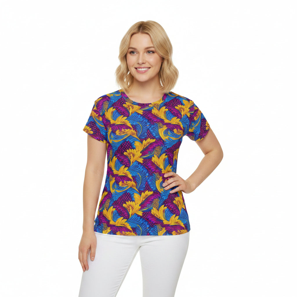 Women Poly Span T-Shirt with Floral Print