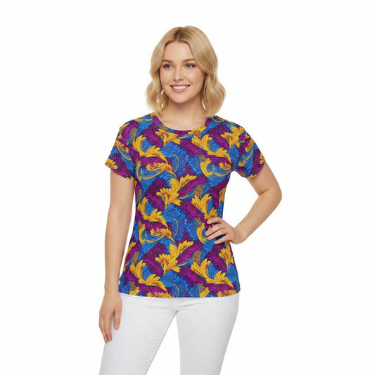 Women Poly Span T-Shirt with Floral Print