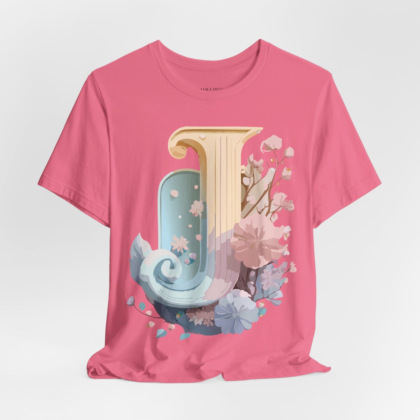 Letter J Shirt Unisex Graphic Tee Adelpha Vintage Inspired Artwork Design Short Sleeve