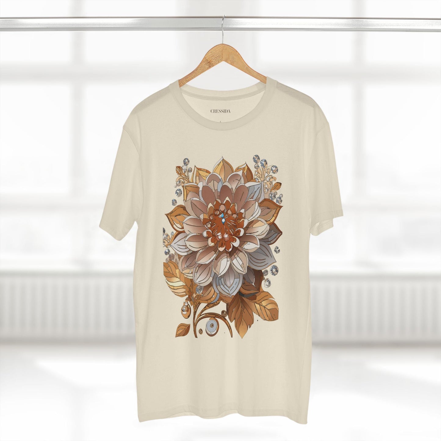 Floral Graphic T-Shirt Unisex 100 Cotton Art Design with Antique Flowers Tee 1