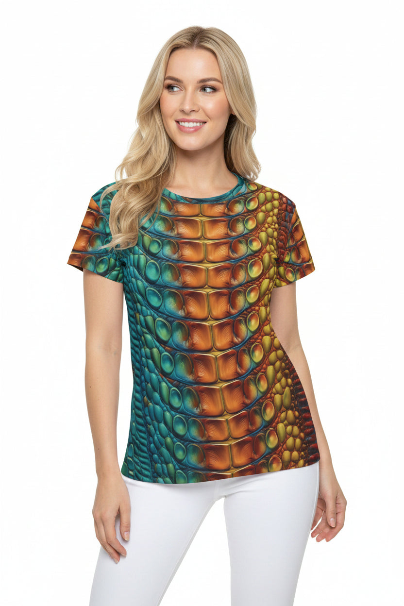 Women Poly T-Shirt with Animal Print