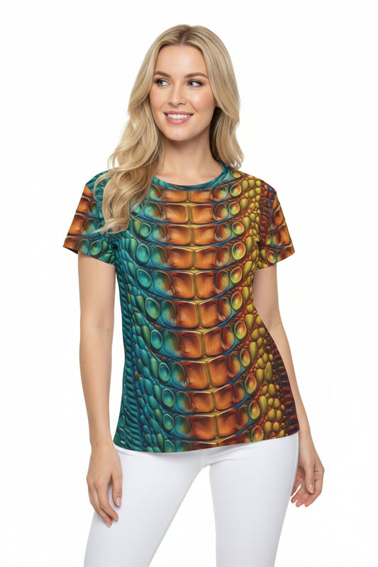 Women Poly T-Shirt with Animal Print