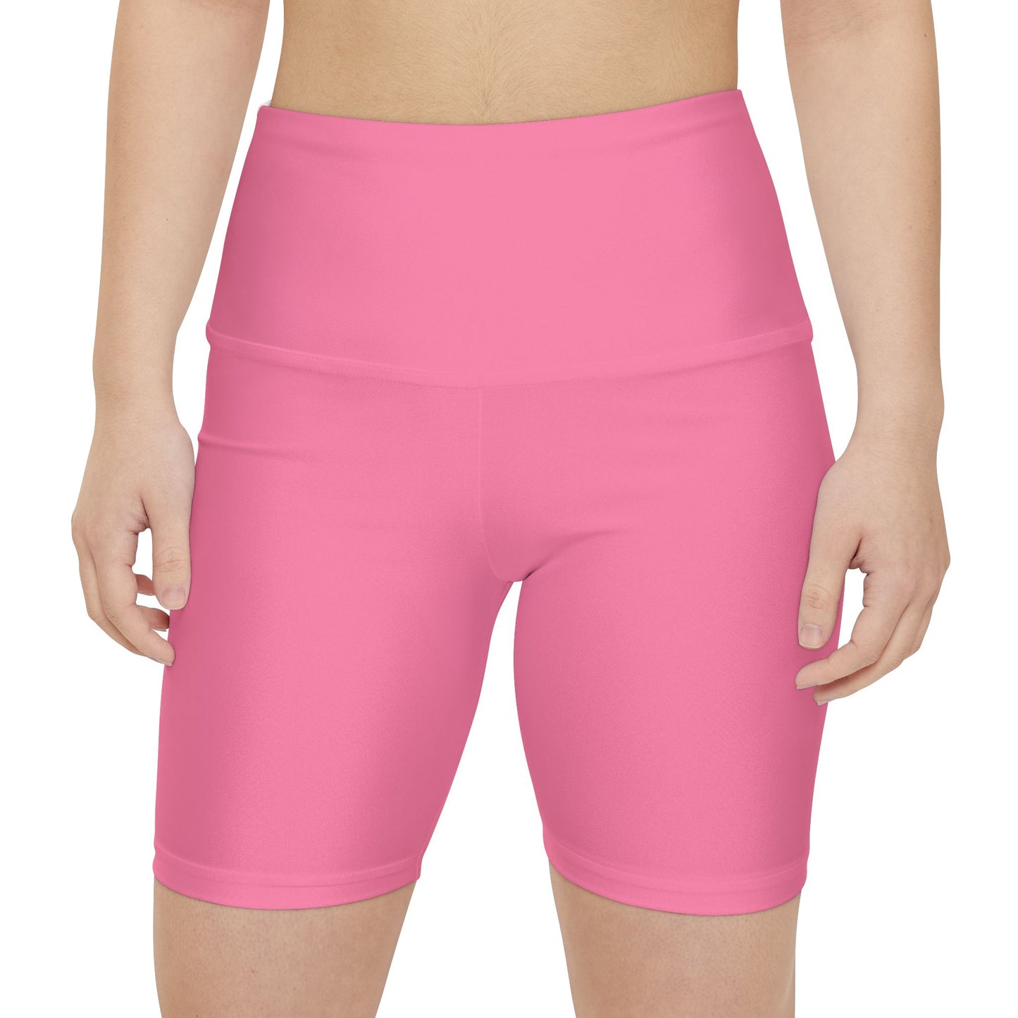 Bubblegum Tint Pink Women's Workout Shorts — Solid High-Waist Biker Shorts for Exercise & Everyday Wear