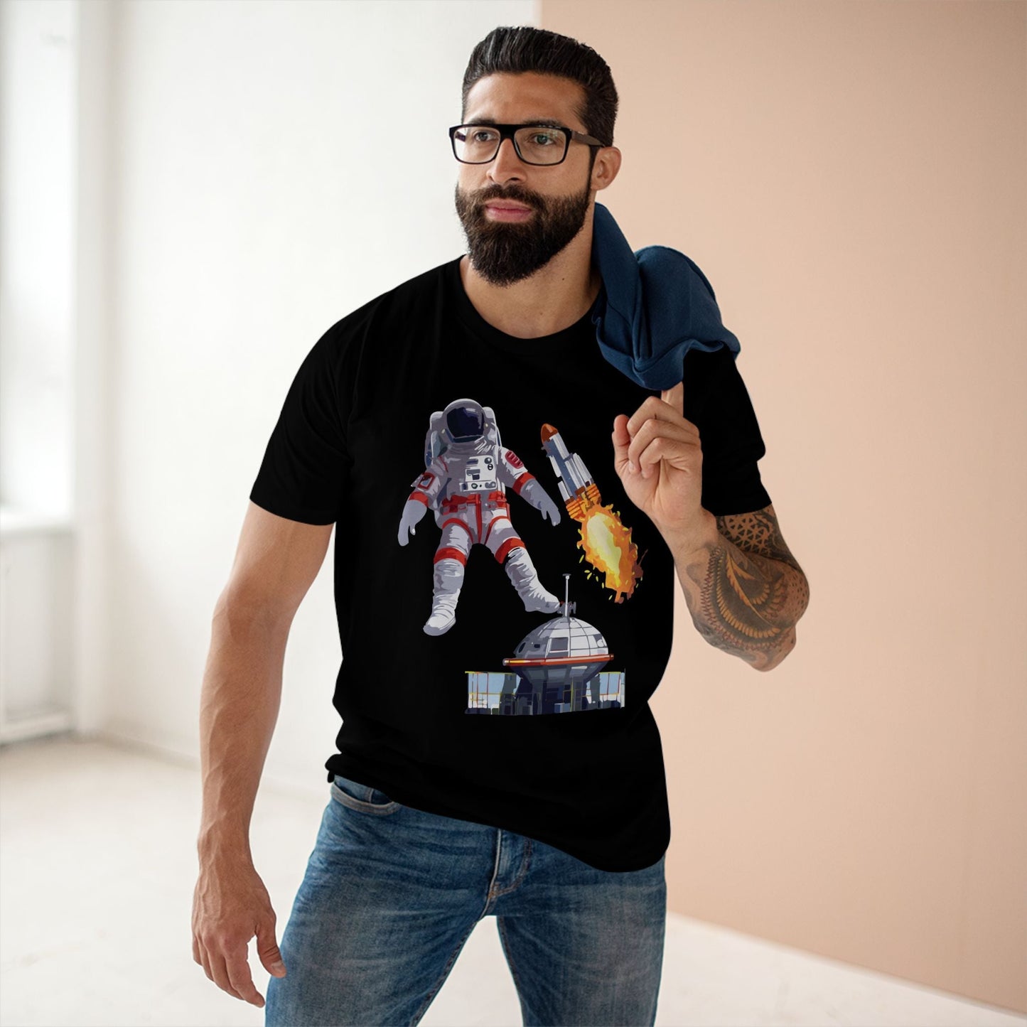 Cosmos Astronaut Shirt Unisex Premium Cotton Tee With Original Art Design Retro2Nova Collection