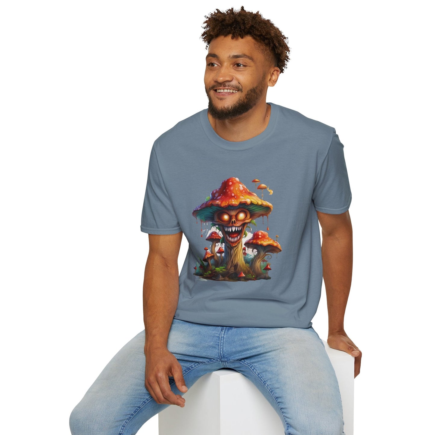 Funny Mashroom Graphic Unisex Softstyle Cotton With Cartoon Illustration Design 4