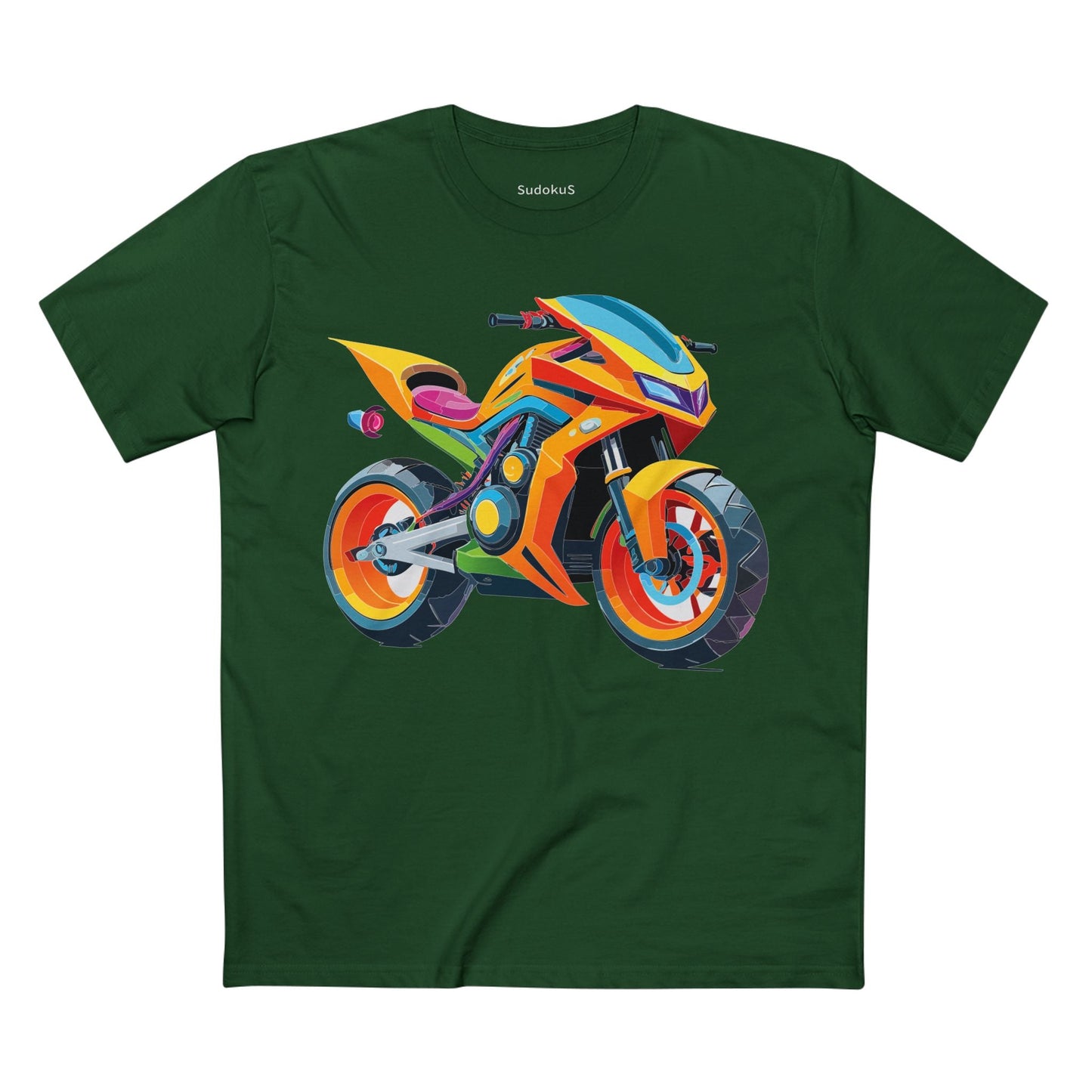 Moto Bike Graphic Unisex 100 Cotton Staple Tee 3