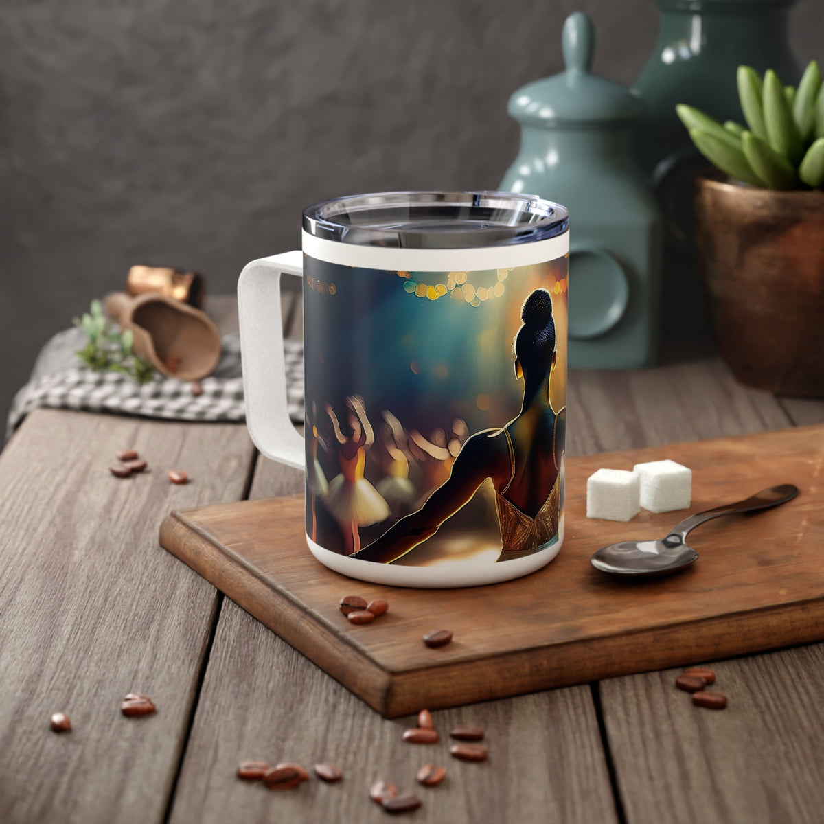 14 Art Design Insulated Coffee Mug Clear Lid 10oz Insulated Coffee Mug 10oz