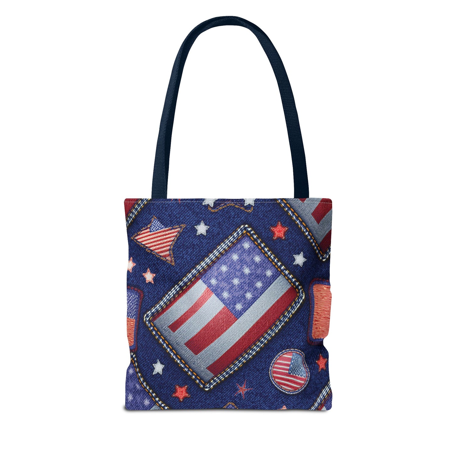 4th of July Graphic Denim Fabric Imitation Print Unisex Canvas Bag Poly Spun 3 Sizes Tote Bag 200-6