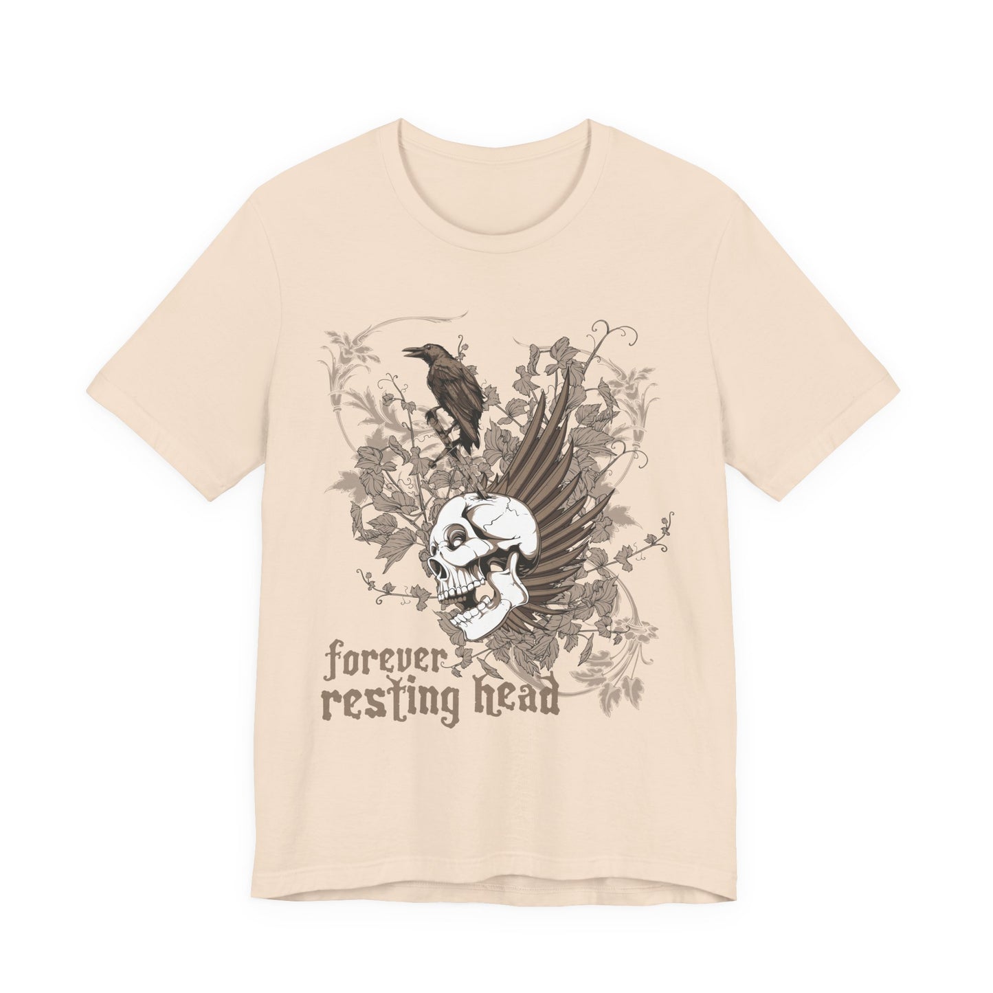 Forever Resting Head Tee, Edgy Graphic Shirt, Music T-Shirt, Gothic Tees, Skull Shirt, Art Design Tee, Skull Graphic Top