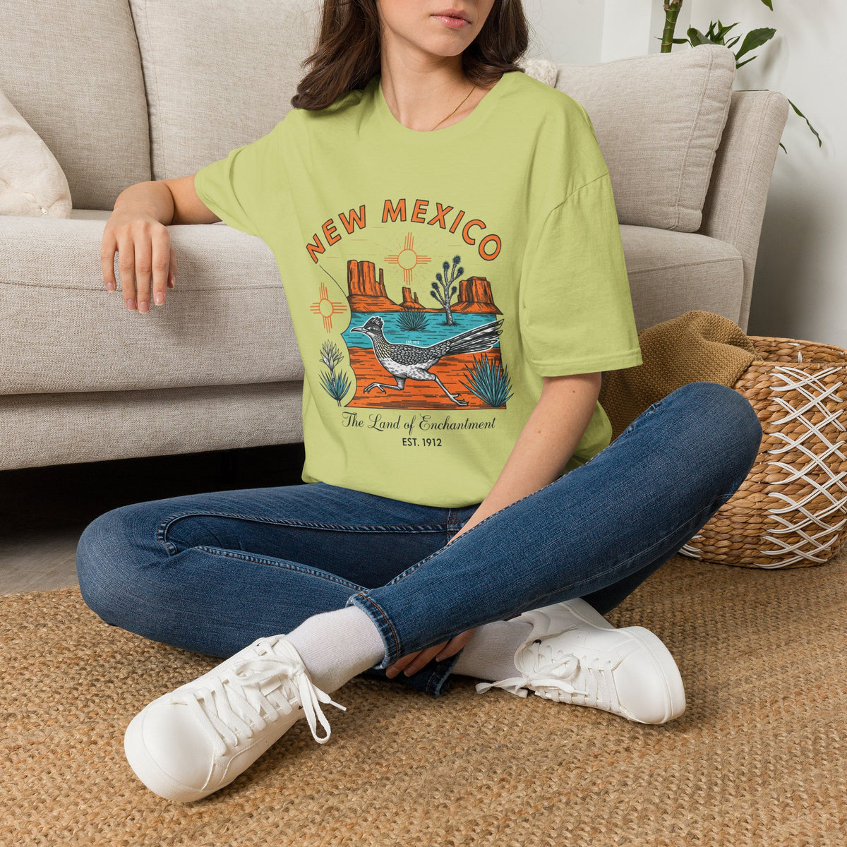 New Mexico Desertscape T-Shirt — The Land of Enchantment Travel Tourist Graphic Design Unisex 100 Cotton Gildan T-Shirt