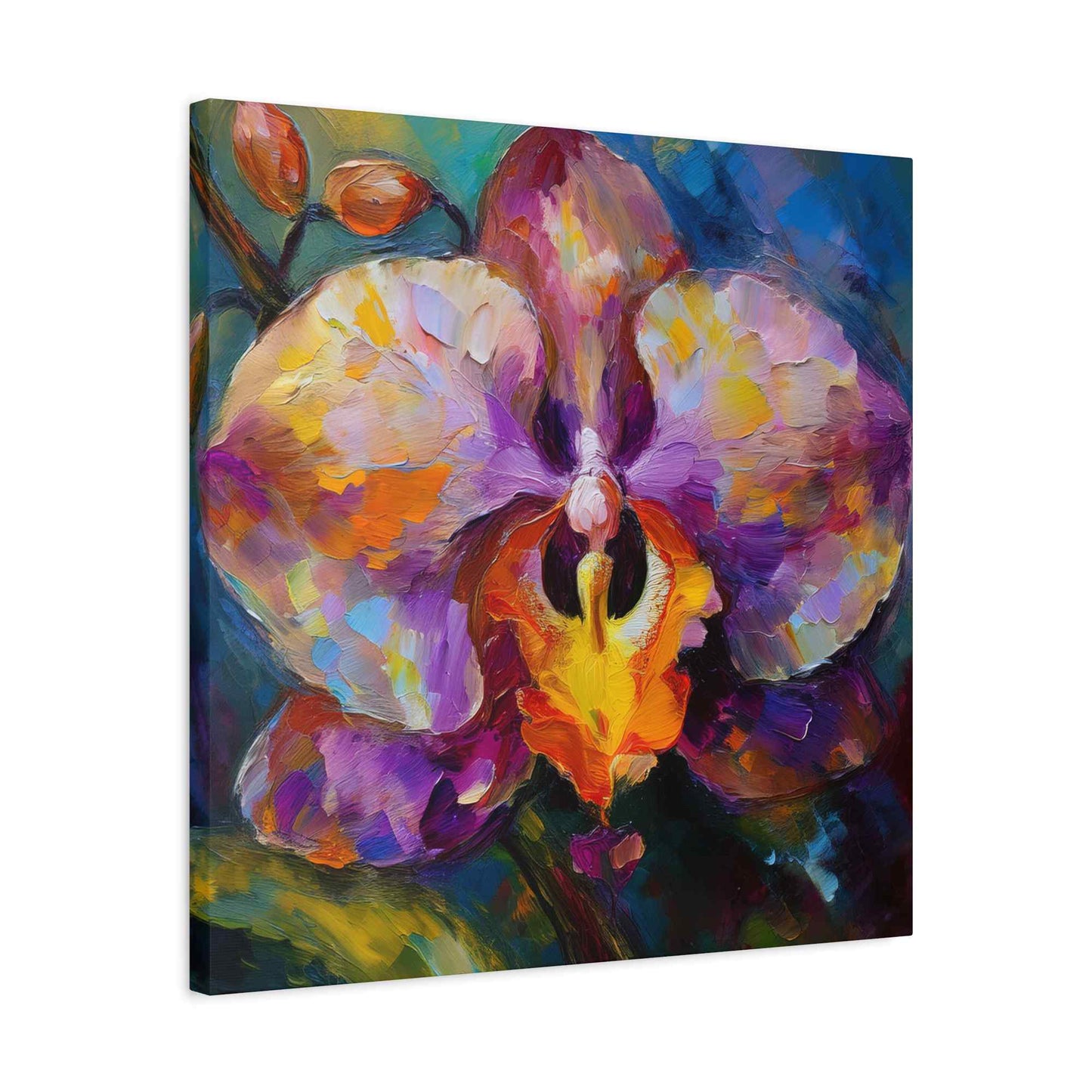 Purple Orchid Print Canvas, Floral Oil Paint Print 20x20, 24x24, 30x30, 32x32, 36x36 Art Design Pine-Wood Inner Frame MC-130
