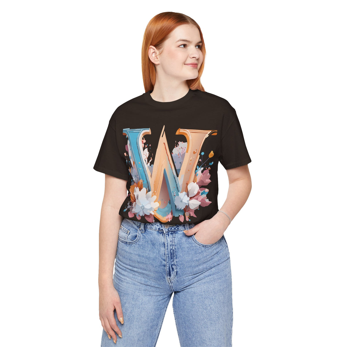 Letter W Graphic Unisex Cotton Bella+Canvas Tee with Art Letter Design