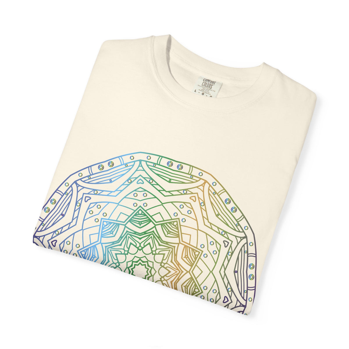 Unisex Garment Dyed Cotton T-Shirt with Mandala Graphic Design
