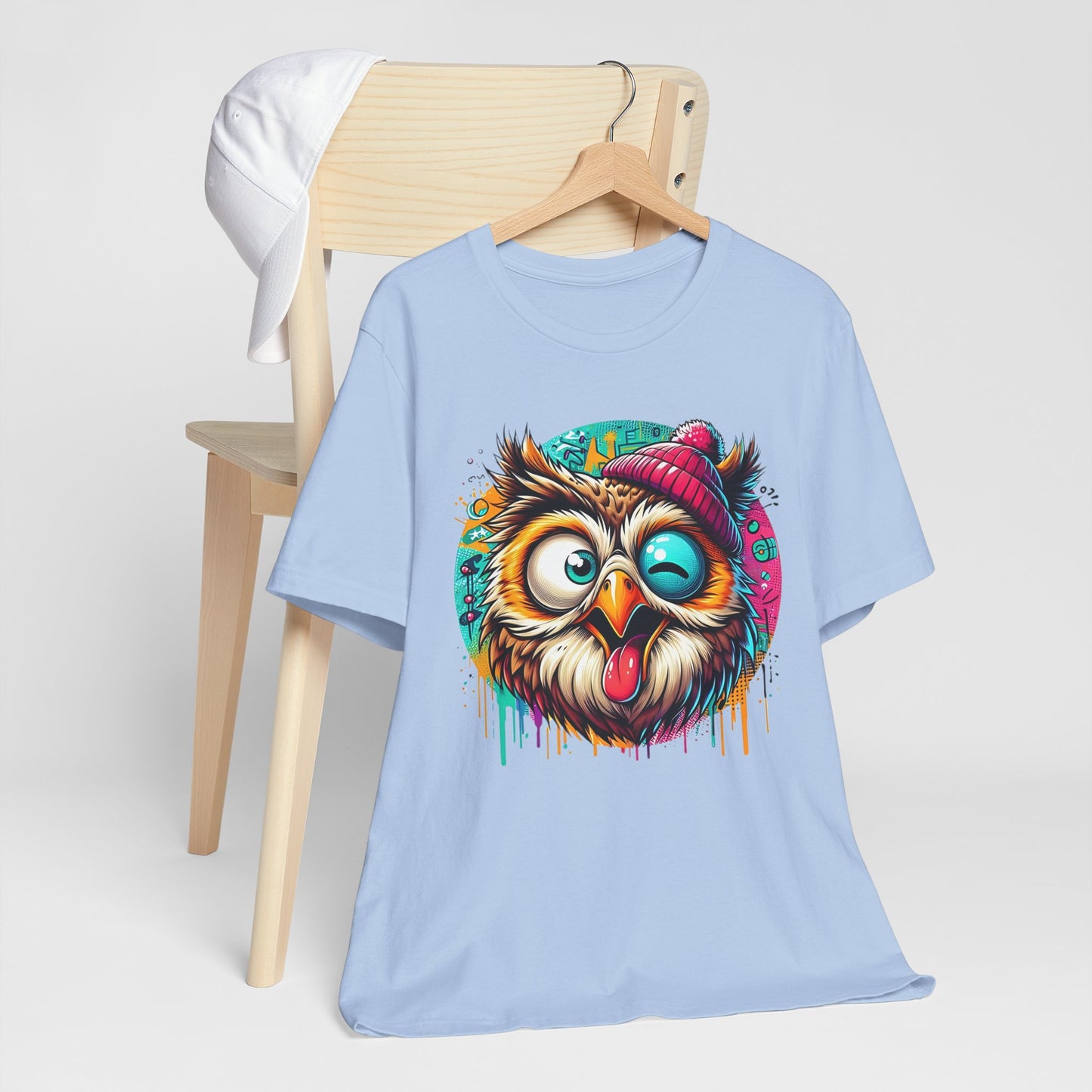 Colorful Owl Graphic Tee, Fun Owl Shirt, Funny Bird Shirt, Cute Cartoon Tees, Animal T-Shirt, Animal Tees, Art Design T-Shirt