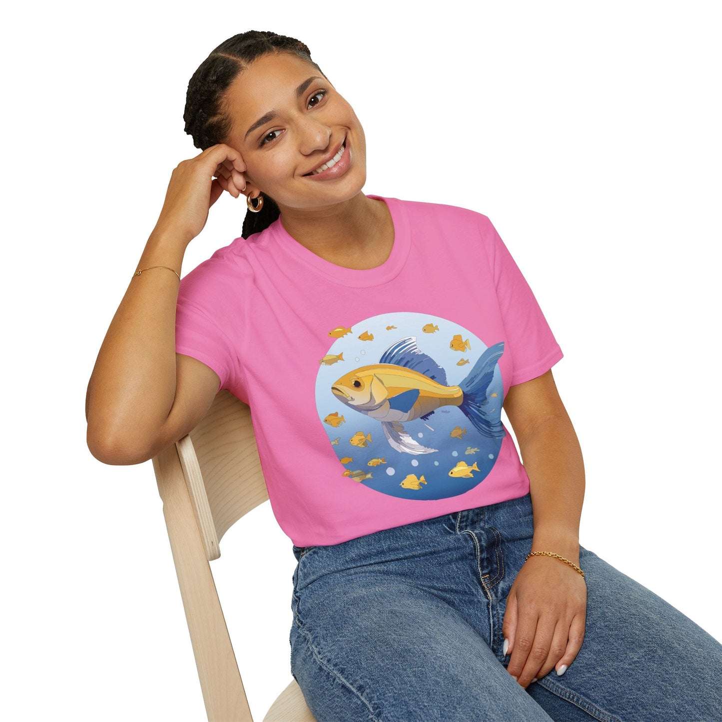 Fish Art Graphic Tee Shirt For Men And Women Unisex Cotton Softstyle Tee With Fish Artwork Design