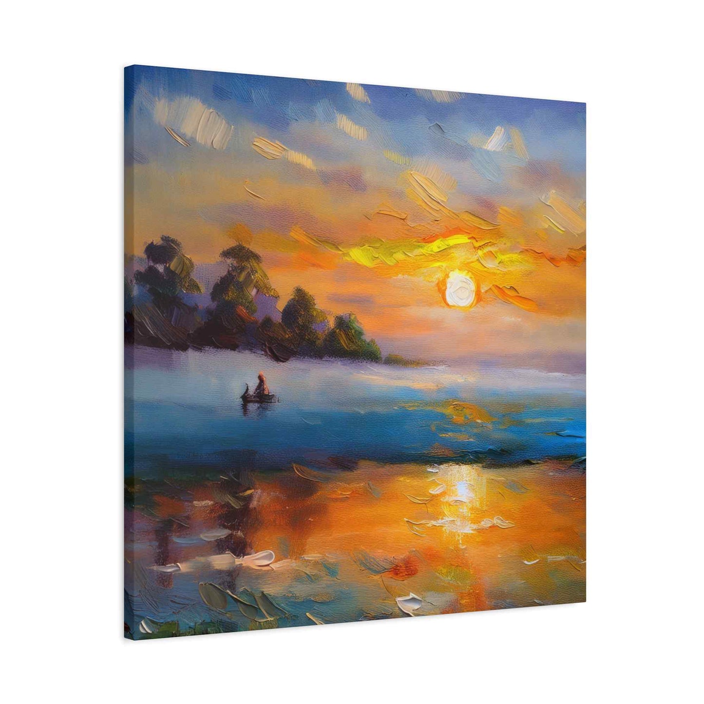 Sunrise Print Canvas, Oil Paint Print 20x20, 24x24, 30x30, 32x32, 36x36 Art Design Print Pine-Wood Inner Frame MC-43