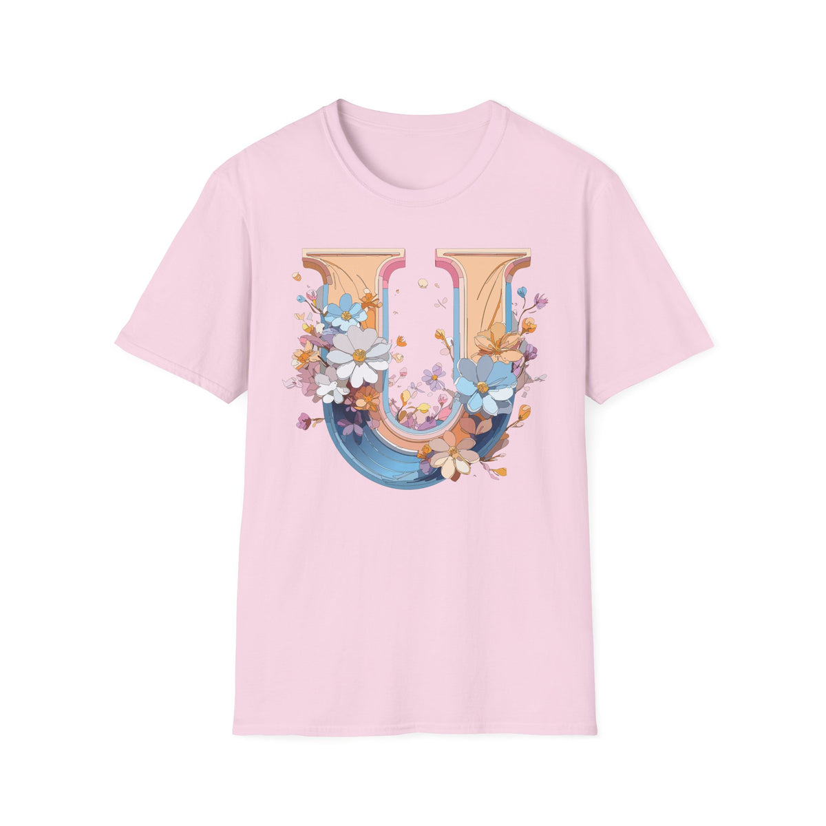 Floral Letter U T-Shirt | Monogram Initial Tee, Botanical Alphabet Shirt