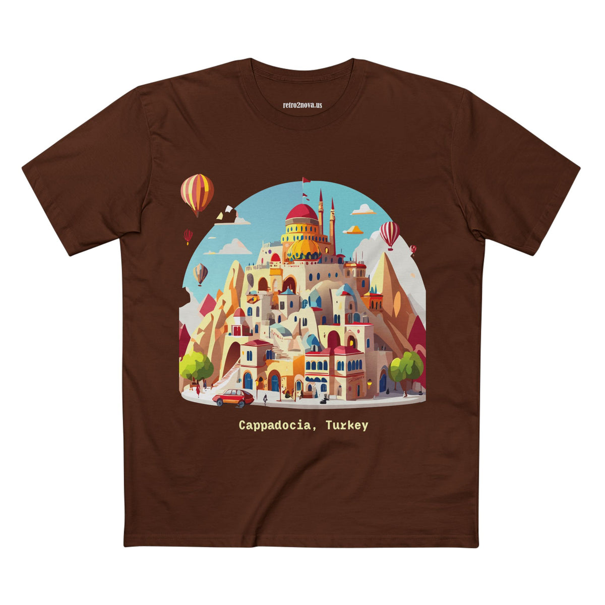 Cappadocia Cartoon Landscape T-Shirt | Turkey Hot Air Balloons