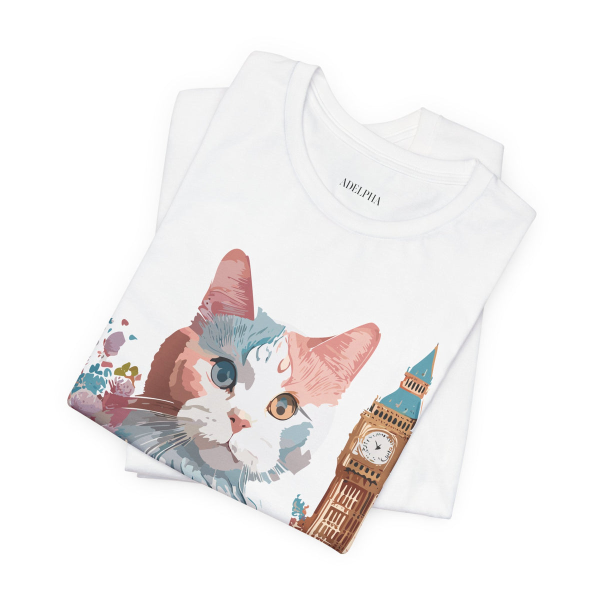 Cat Graphic Unisex Cotton Bella+Canvas Tee with Art Animal Design e112