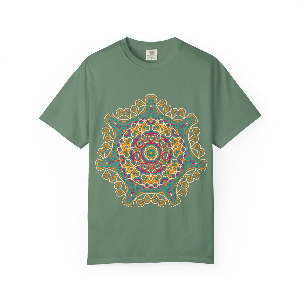 Unisex Garment Dyed Cotton T-Shirt with Mandala Graphic Design