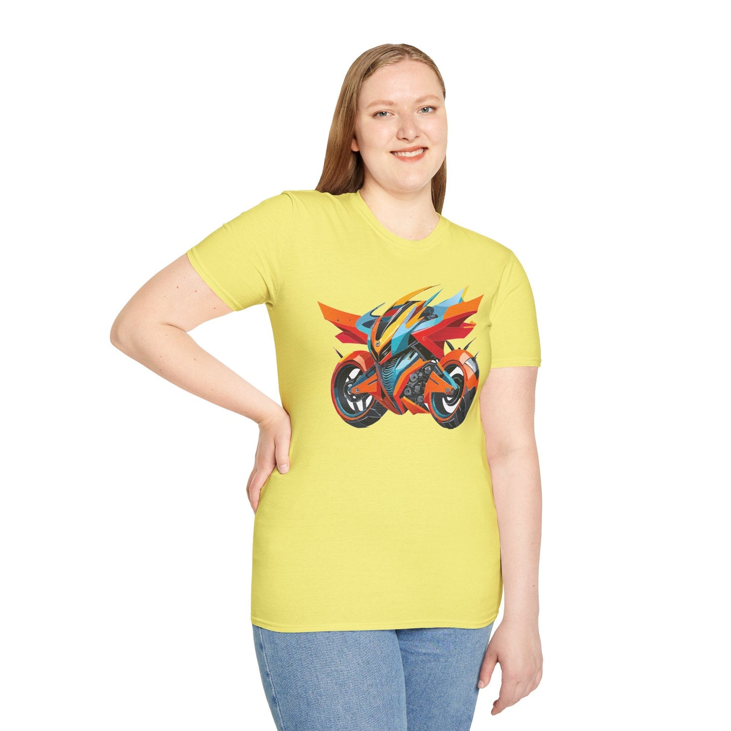 Unisex Bike T Shirt With Motorcycle Art Design Graphic Tee Softstyle 64000 Cotton