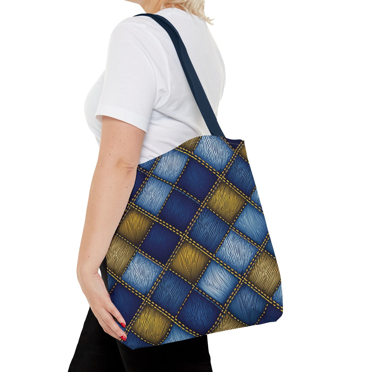 Denim Fabric Imitation Print Unisex Canvas Bag Poly Spun 3 Sizes Tote Bag 143