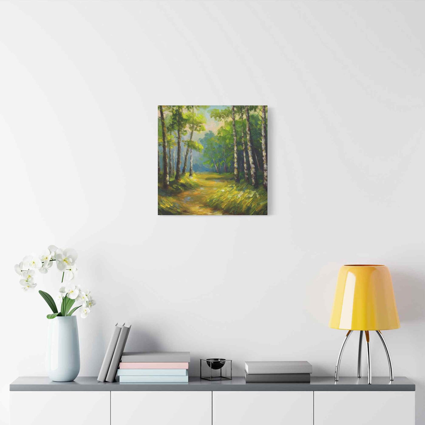 Summer Forest Print Canvas, Oil Paint Print 20x20, 24x24, 30x30, 32x32, 36x36 Art Design Pine-Wood Inner Frame MC-87