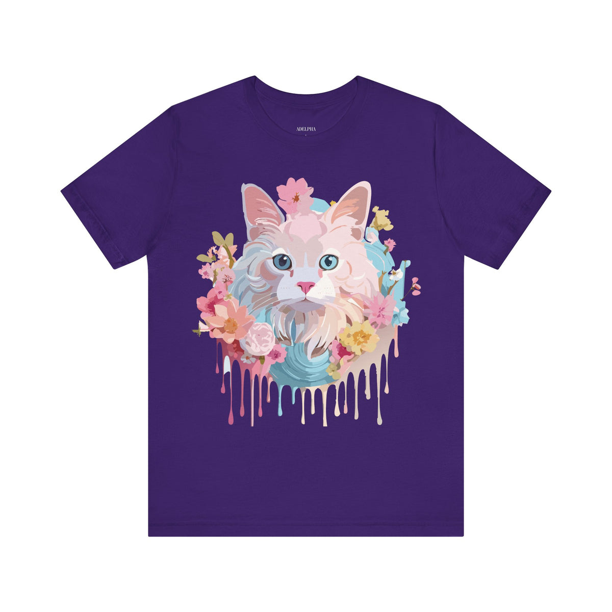 Cat Graphic Unisex Cotton Bella+Canvas Tee with Art Animal Design e102