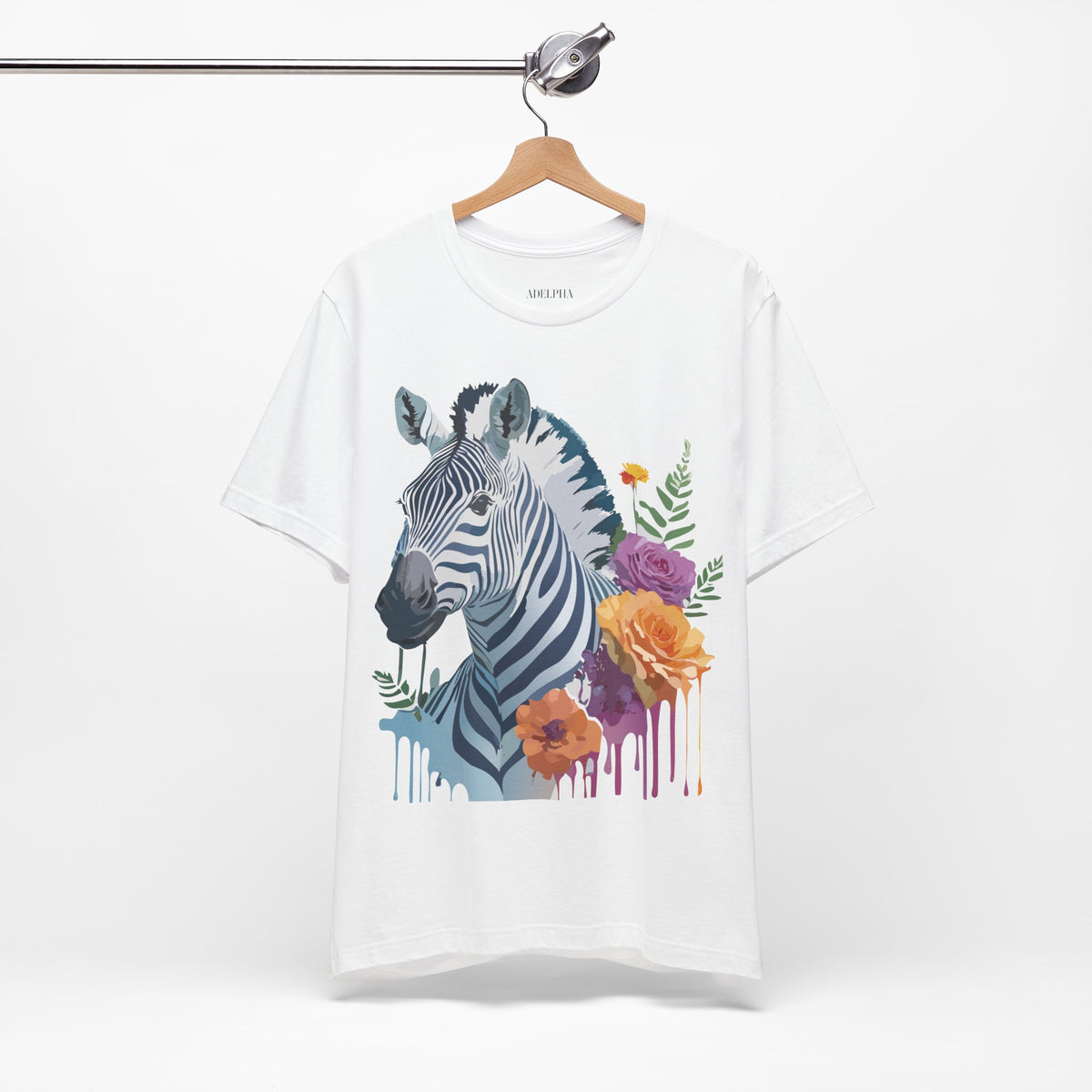 Zebra Graphic Unisex Cotton Bella+Canvas Tee with Art Animal Design e74