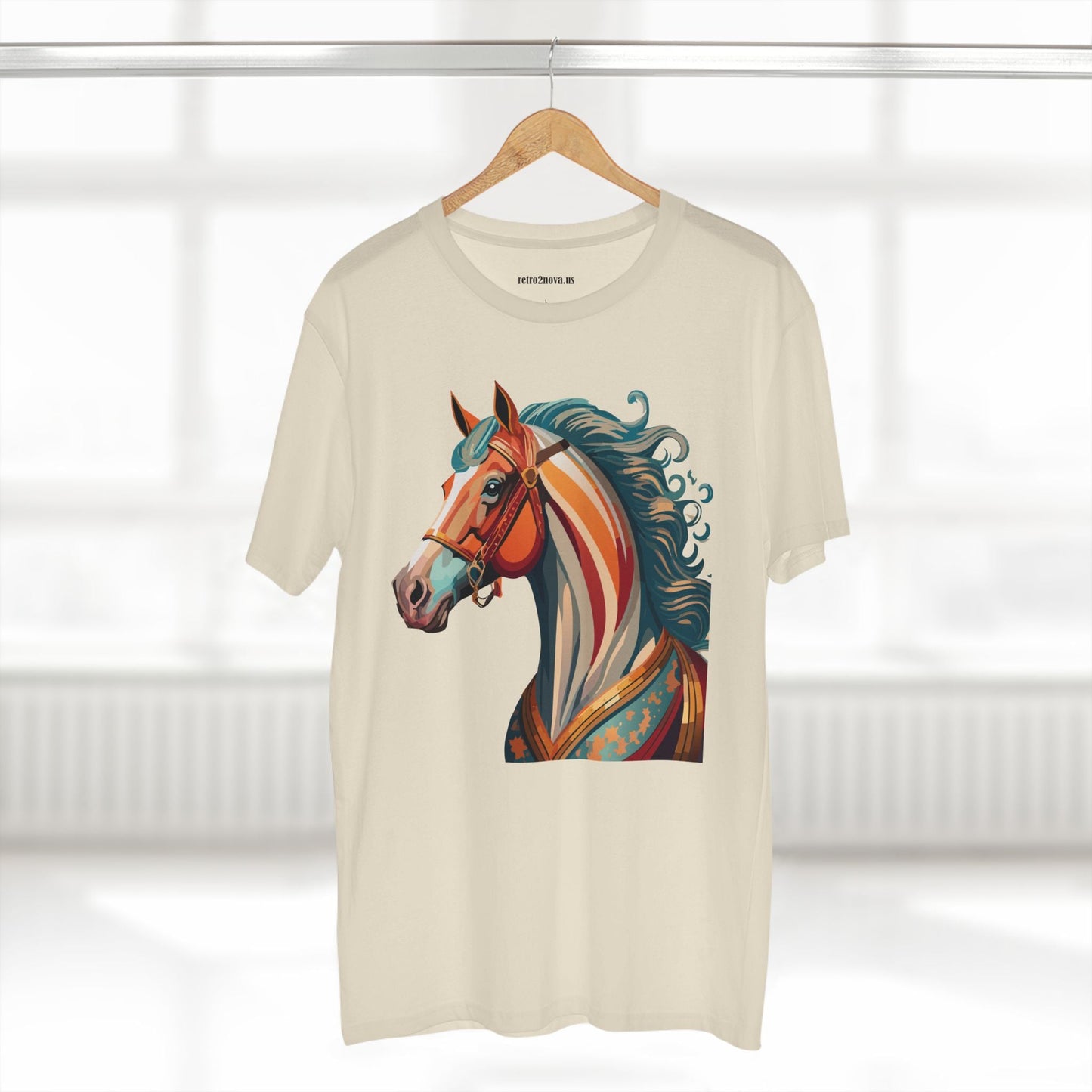 Horse Animal Shirt Unisex Premium Cotton Tee With Original Art Design From Retro2Nova Soft Breathable Art Collection
