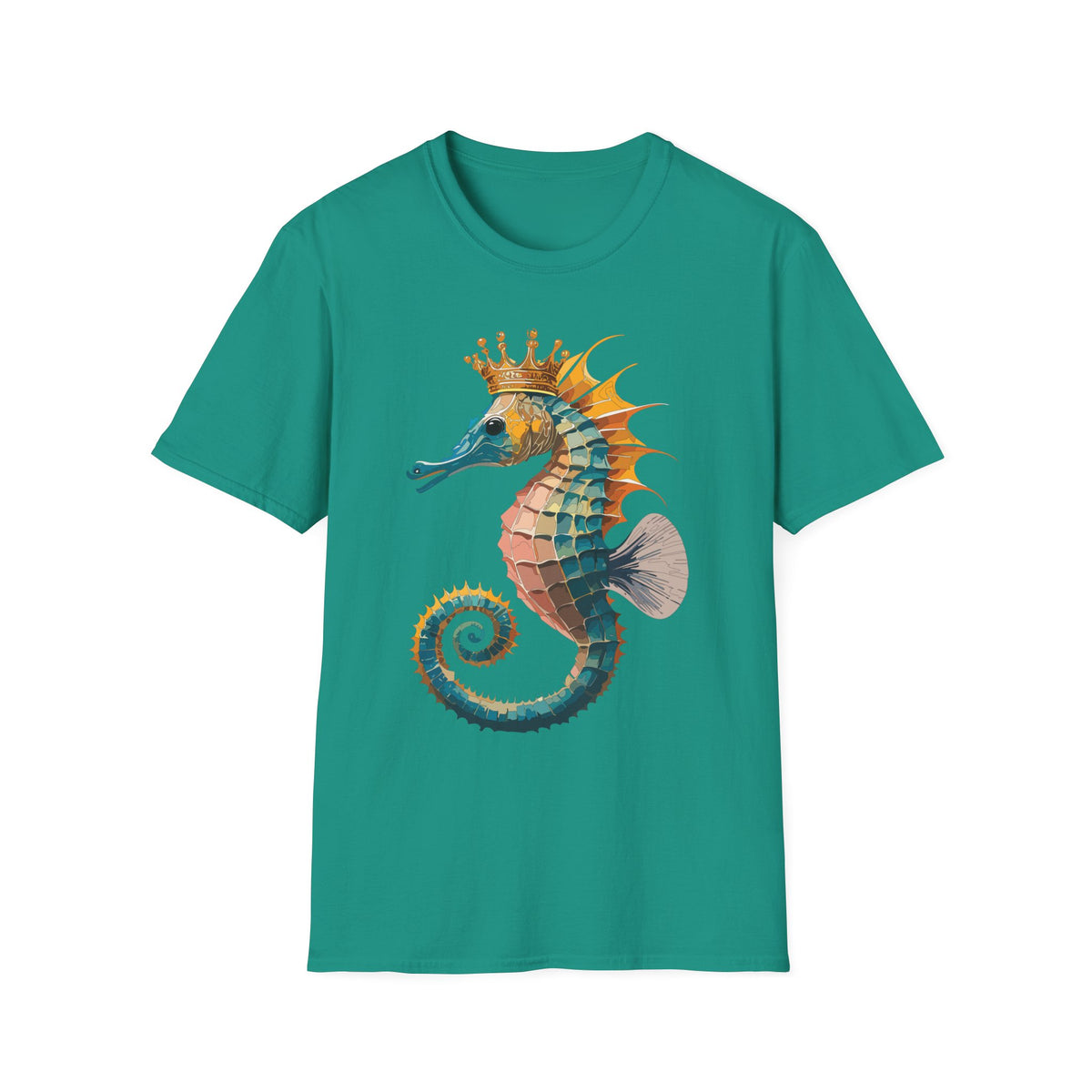Crowned Seahorse T-Shirt | Colorful King Seahorse Illustration Tee