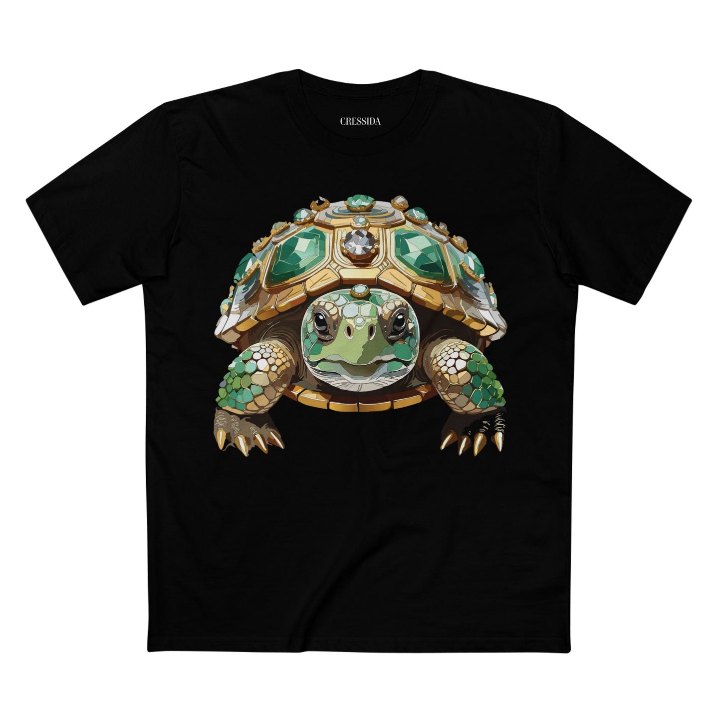Turtle Graphic Unisex 100 Cotton Tee With Unique Animal Golden Medallion Art Design 31
