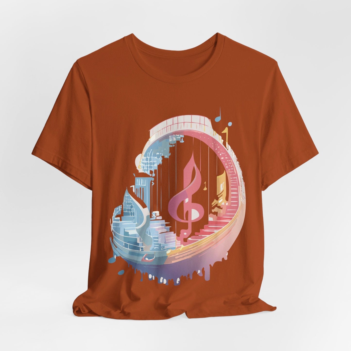 Music Graphic Unisex 100 Cotton Vintage Art with Musical Elements Tee 33
