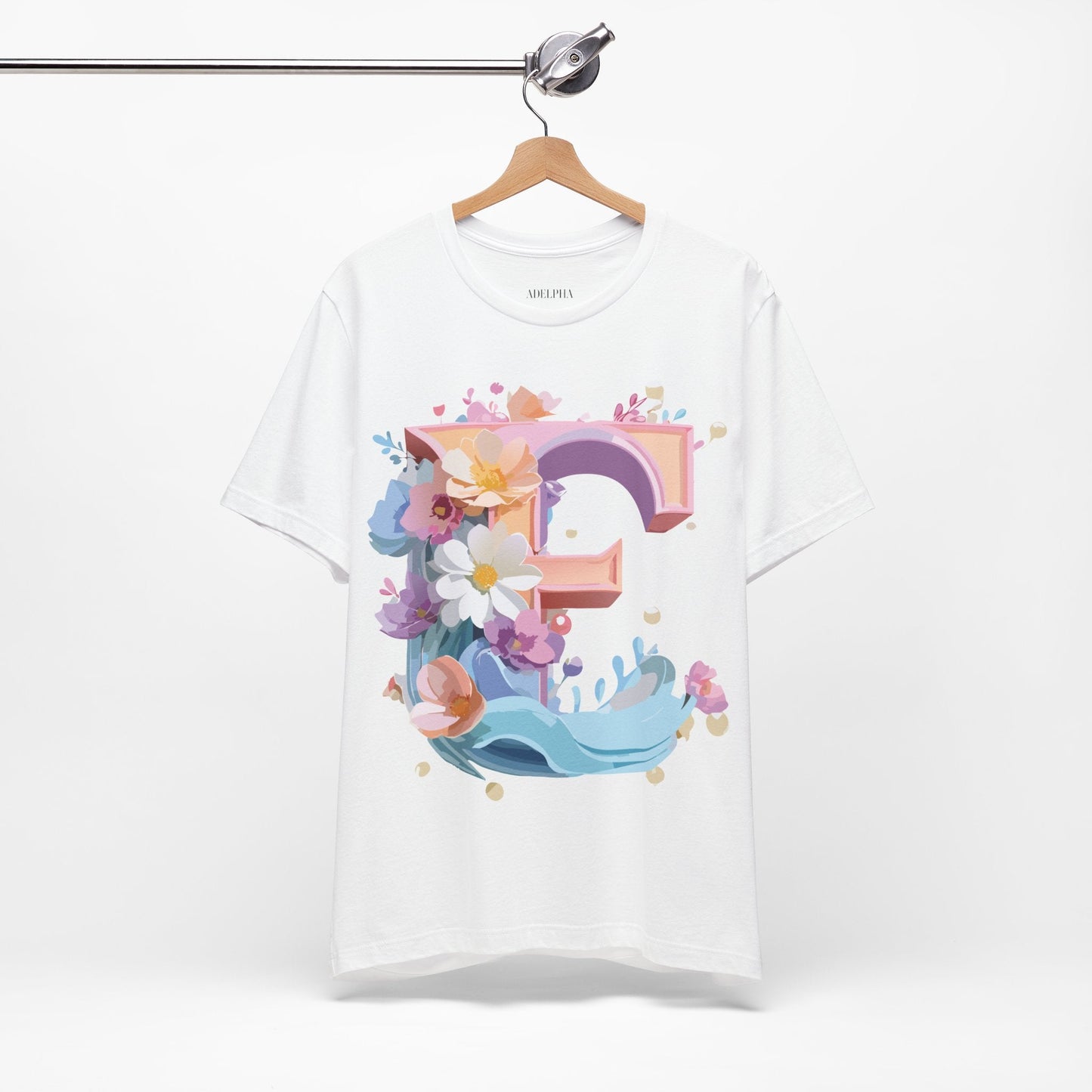 Letter E Shirt Graphic Tee Unisex Vintage Inspired Artwork By Adelpha Premium Short Sleeve