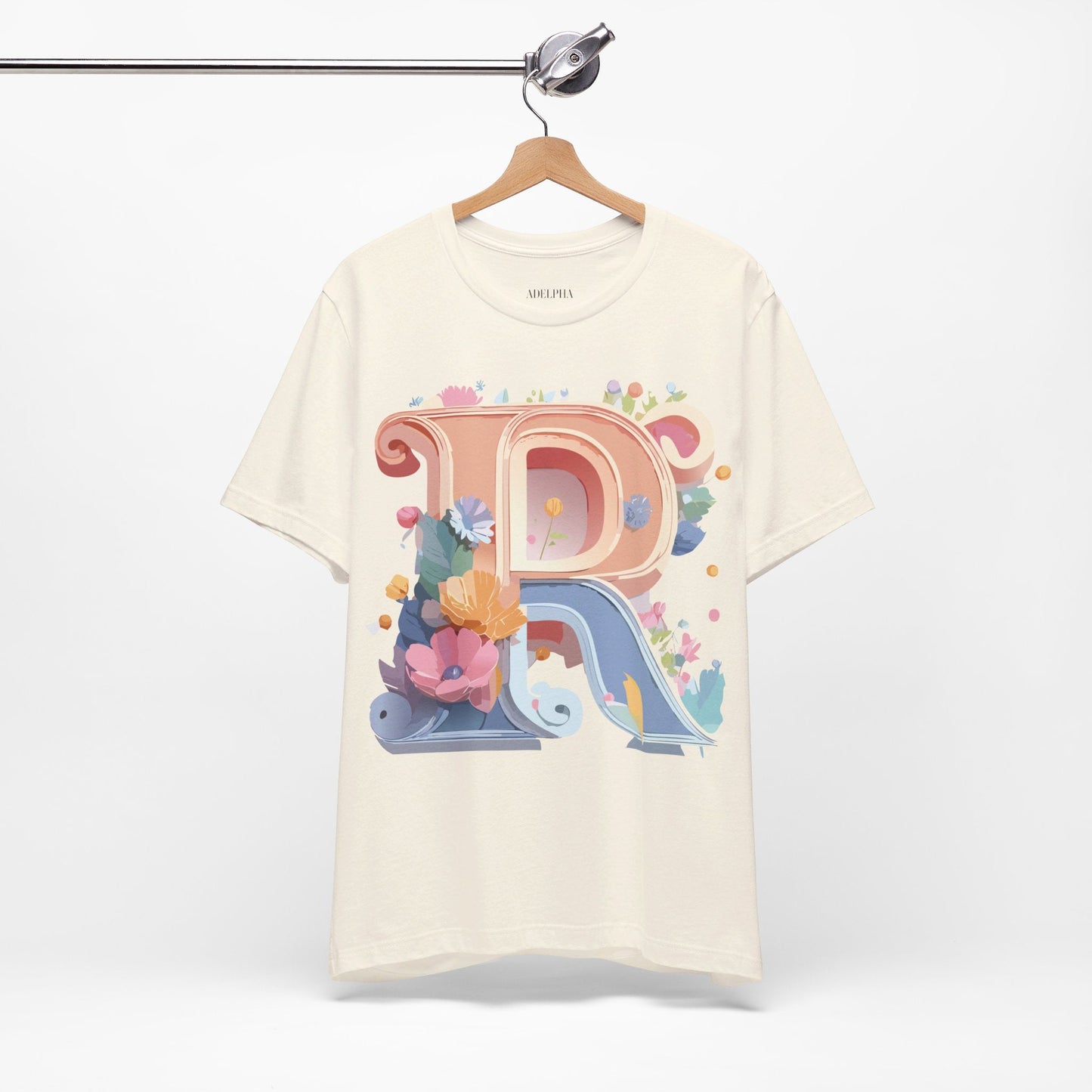 Letter R Shirt Graphic Tee Unisex Short Sleeve By Adelpha Vintage Art Design Tee