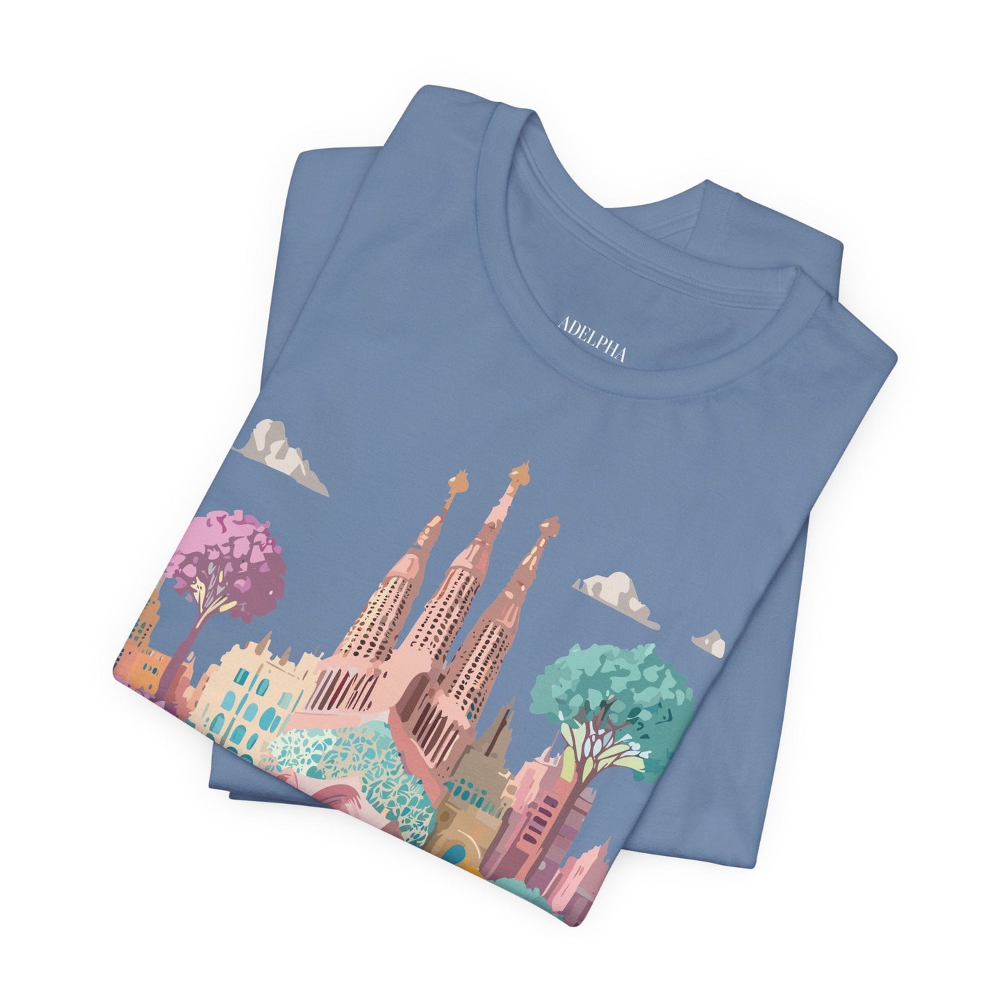 Barcelona Tourist Shirt Unisex Graphic Tee Featuring Original Vintage Art Adelpha
