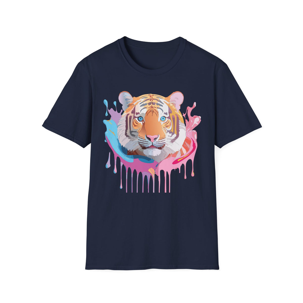 Colorful Tiger Face T-Shirt | Watercolor Drip Animal Graphic