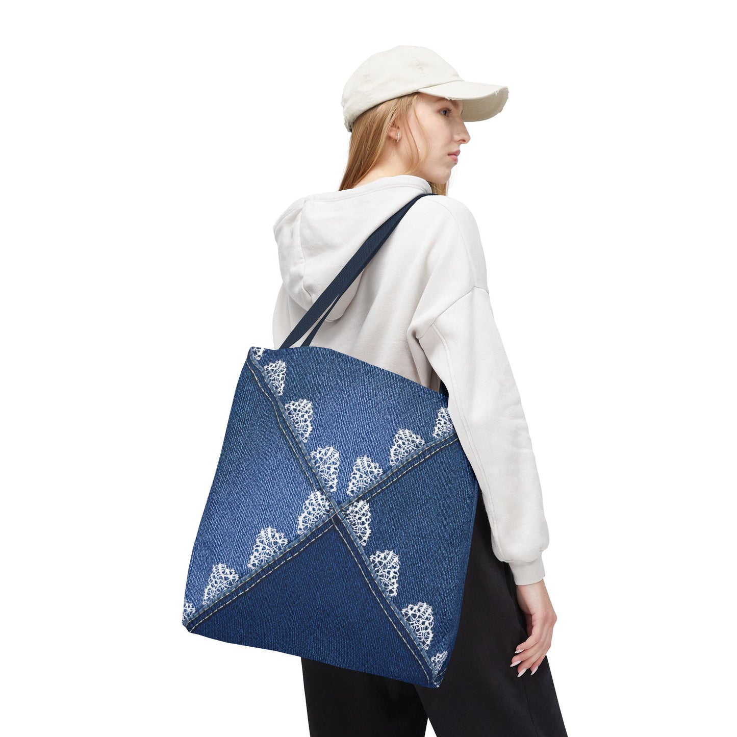 Denim Fabric Imitation Print Unisex Canvas Bag Poly Spun 3 Sizes Tote Bag 110
