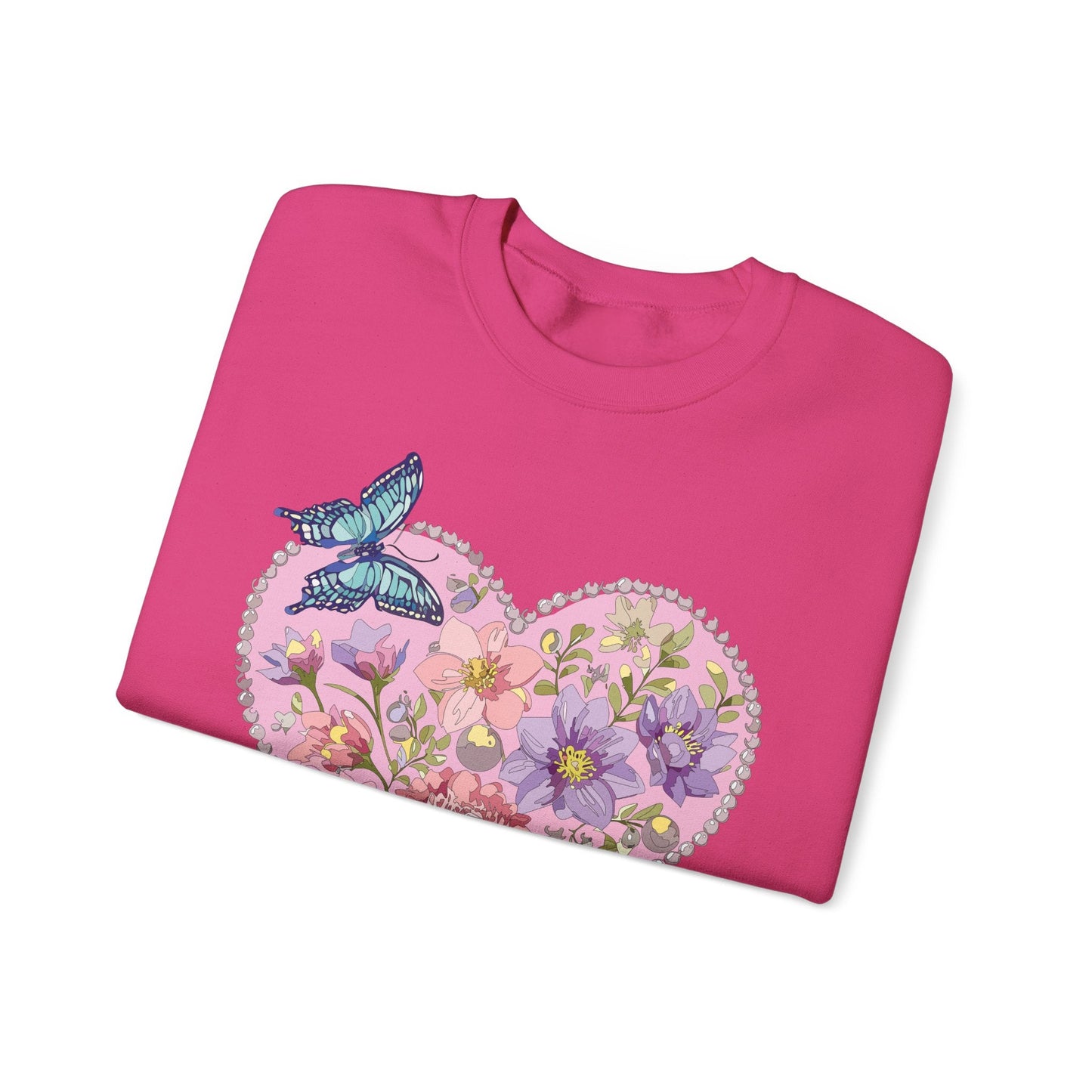 Floral Heart Sweatshirt Valentines Day Unisex Crewneck Cozy Comfort For Cold Weather