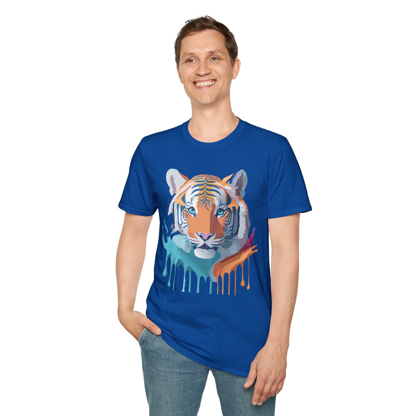 Tiger Print Shirt Unisex Softstyle Tee 100 Percent Ring Spun Cotton