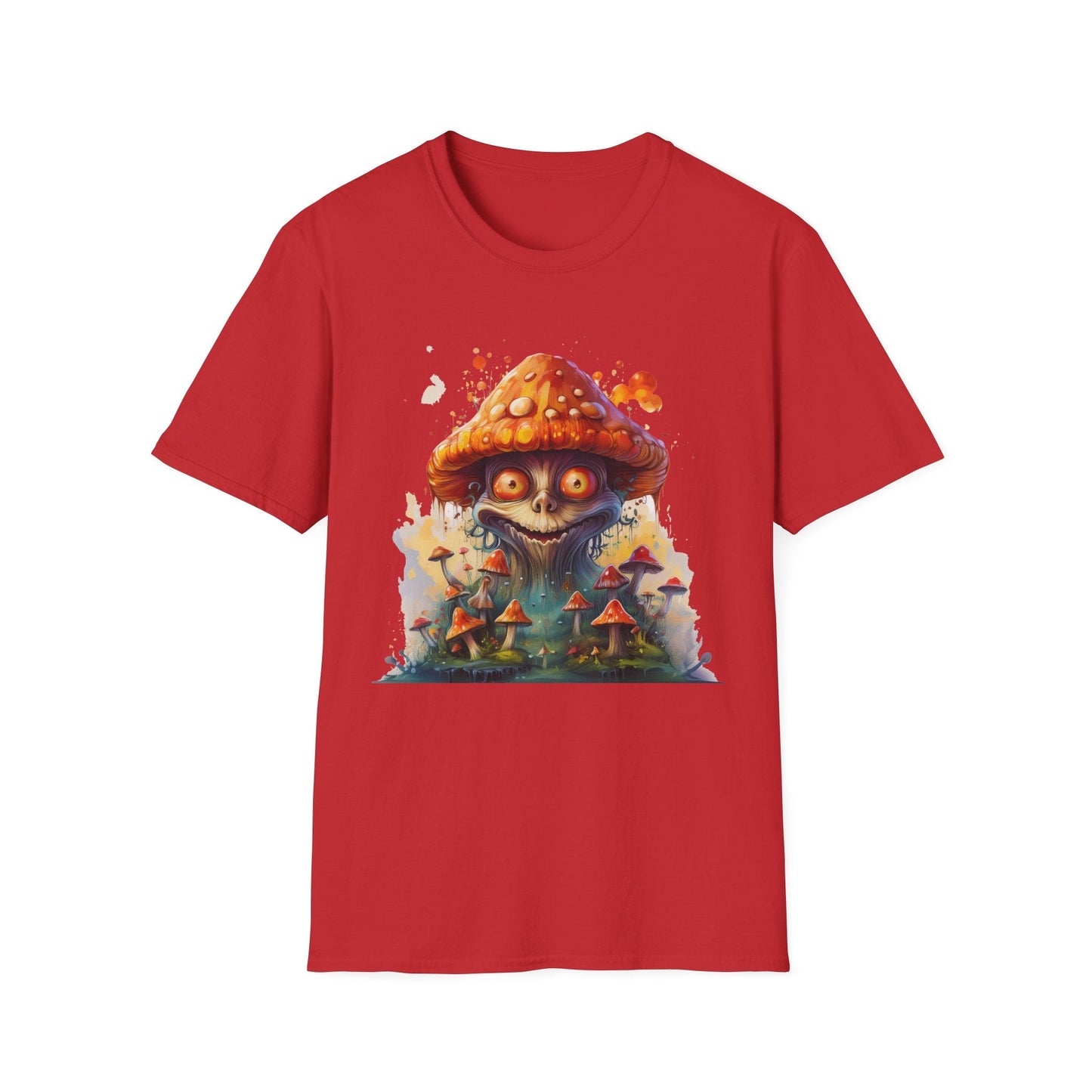 Funny Mashroom Tee Shirt Unisex Softstyle Cotton Art Design with Fungus Graphic Artwork Theme