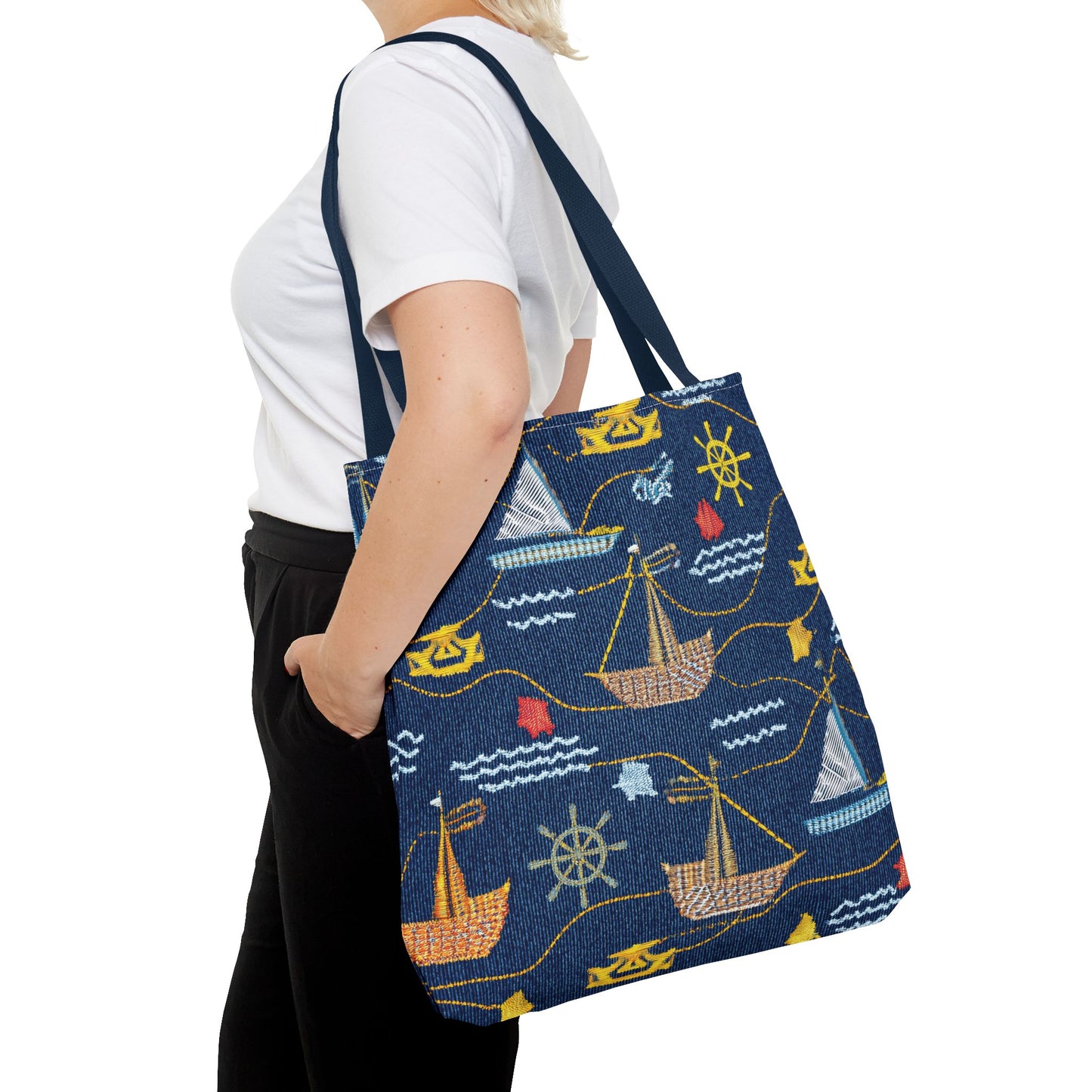 Denim Fabric Imitation Print Unisex Canvas Bag Poly Spun 3 Sizes Tote Bag 182-13