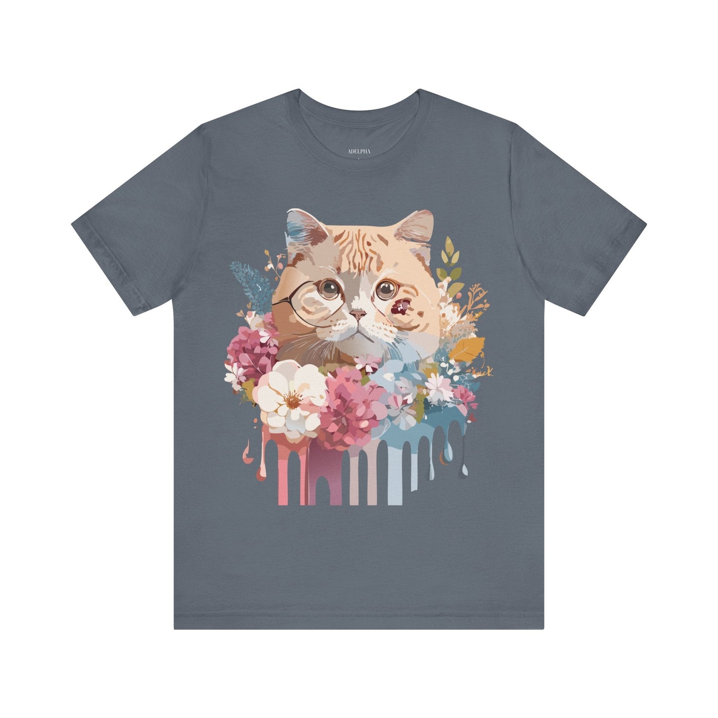 Cat Graphic Tee Unisex Short Sleeve Vintage Inspired Art Design Adelpha