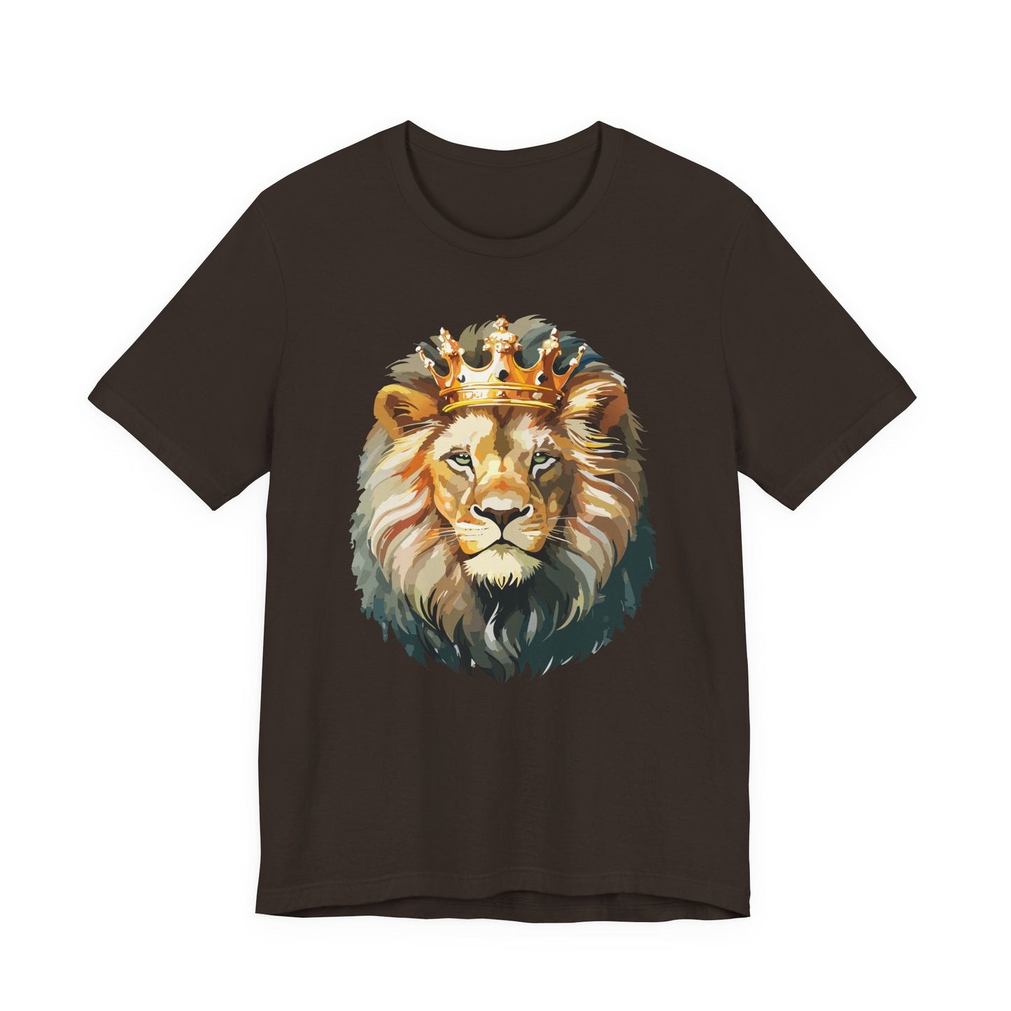 Lion with Crown Tee Unisex Cotton T-Shirt Regal King Lion Illustration, Wildlife Graphic Shirt - 1
