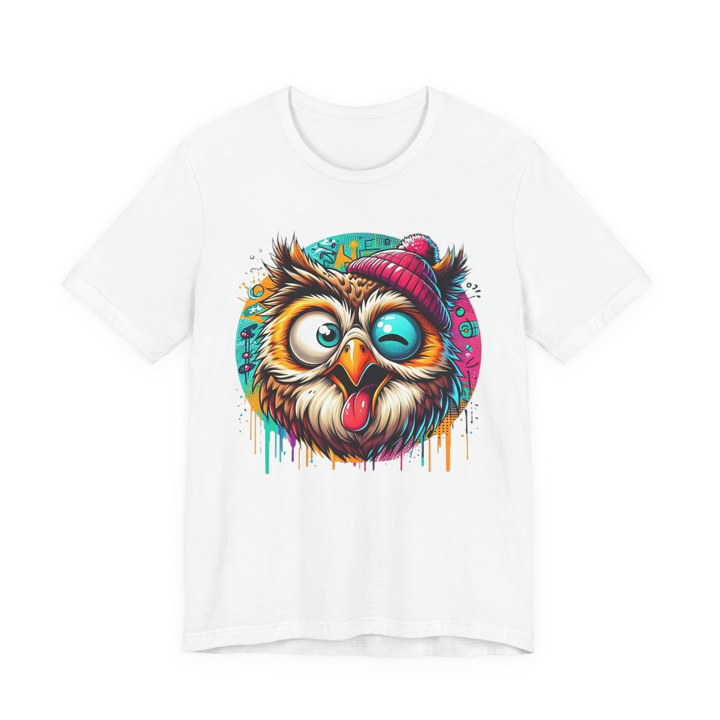 Colorful Owl Graphic Tee, Fun Owl Shirt, Funny Bird Shirt, Cute Cartoon Tees, Animal T-Shirt, Animal Tees, Art Design T-Shirt