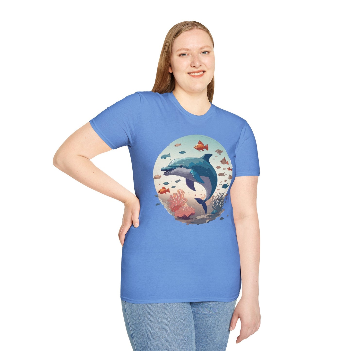 Dolphin Shirt Unisex Softstyle T Shirt Gildan 64000 100 Percent Ring Spun Cotton Lightweight Tee